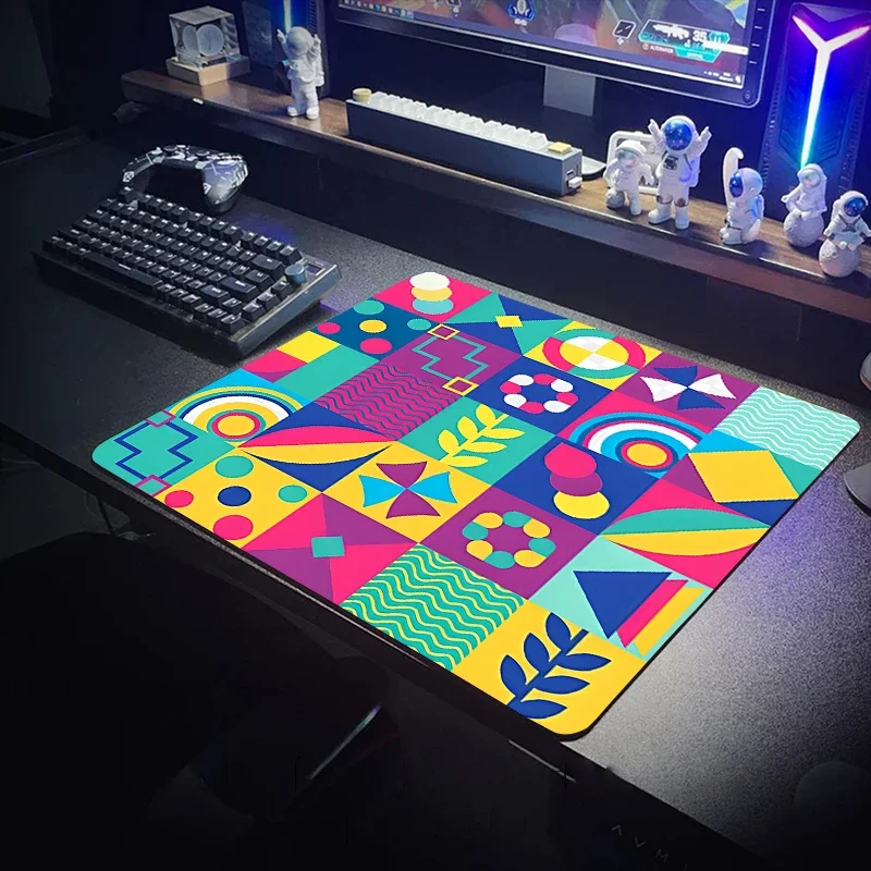 Colorful Geometry Mouse Pad Waterproof Gamer Office Computer Aesthetic 40x45 Desk Mat Table Cushion Gaming Accessories Nootbook