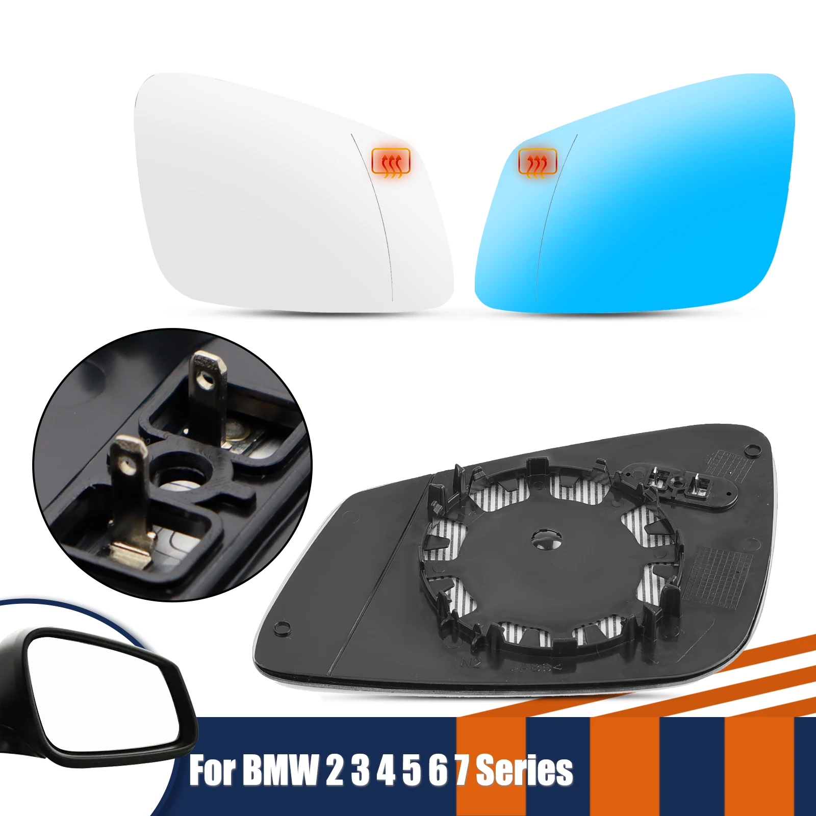 For BMW F01 F02 F04 F07 F10 F11 I3 F20 F30 F46 2010 - 2016 Left Right Side Wing Mirror Glass Heated Blue White Convex Rear View