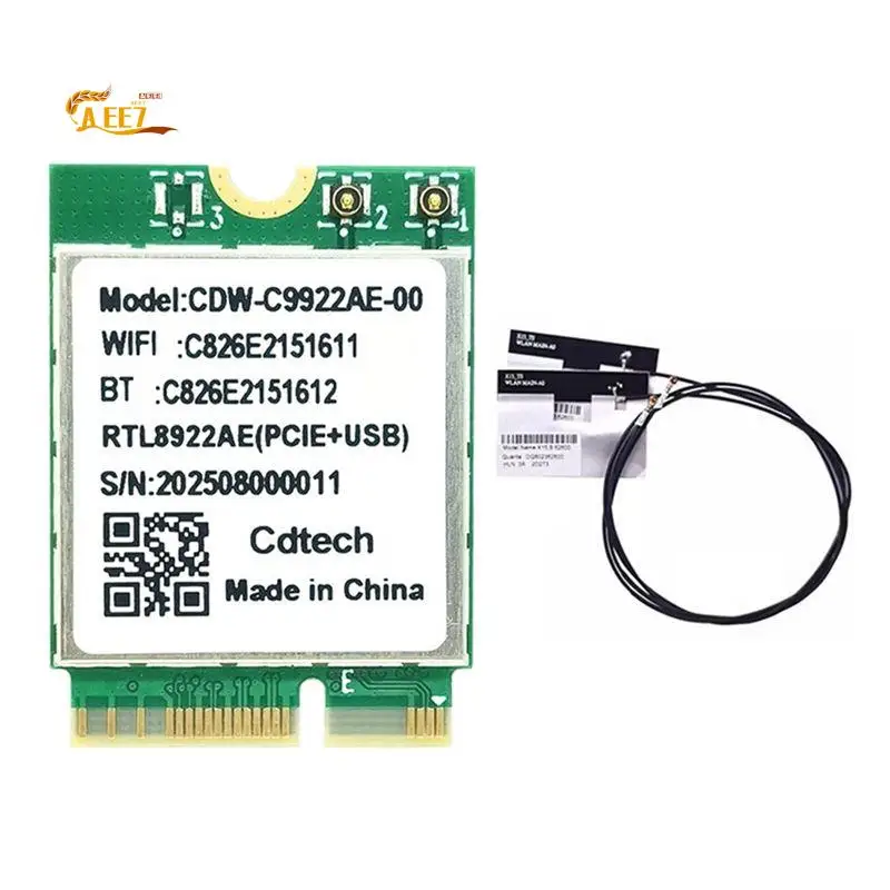 AEE7-RTL8922AE Wifi7 Card 6338Mbps 2.4G/5G/6G Tri-Band Wireless Wifi Adapter Card Bluetooth 5.4 M.2 For Win10/Win11