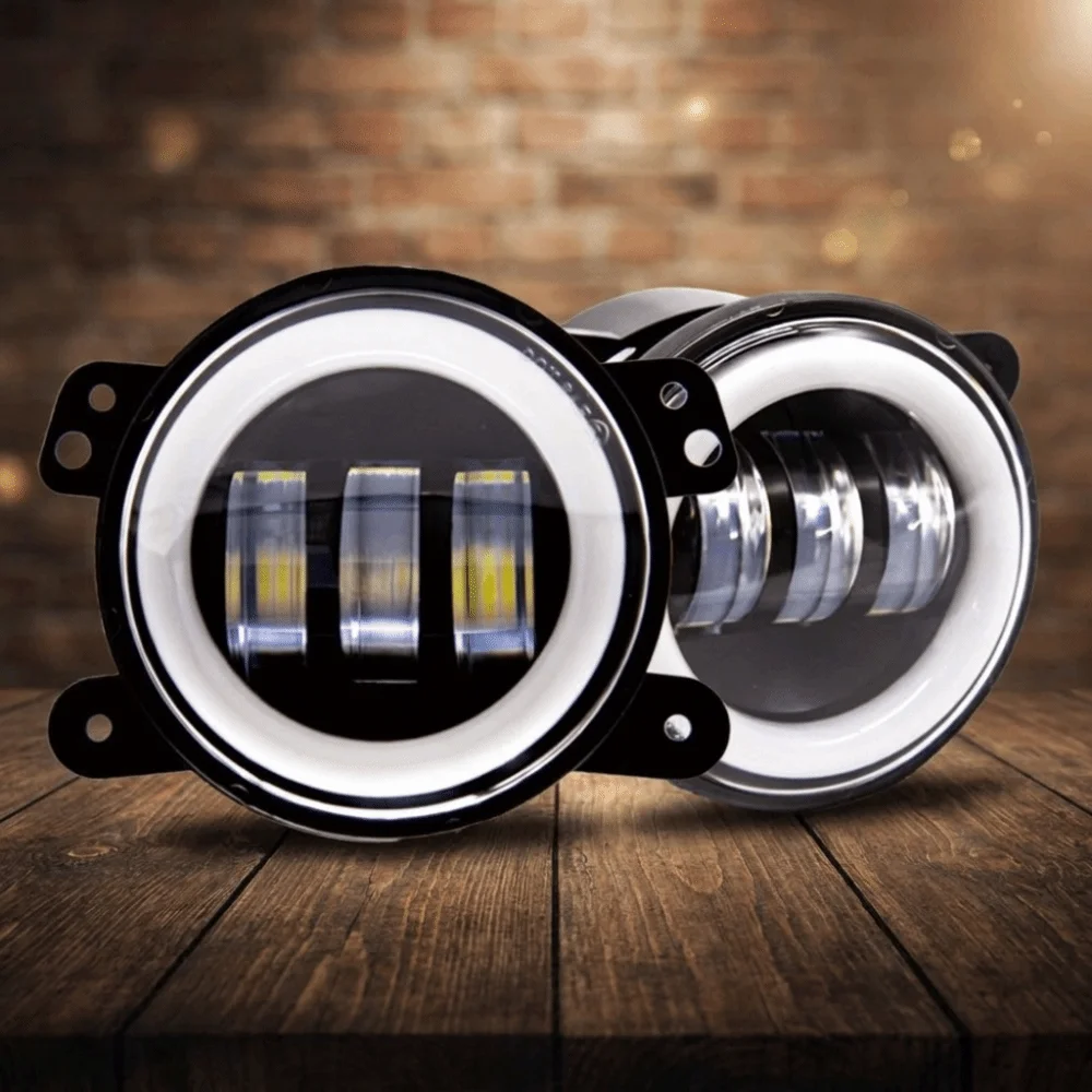 4 Inch LED Fog Light White Yellow Ring Dual Color Angel Eyes Lamp Waterproof Easy To Install Front Bumper Fog Light Automotive