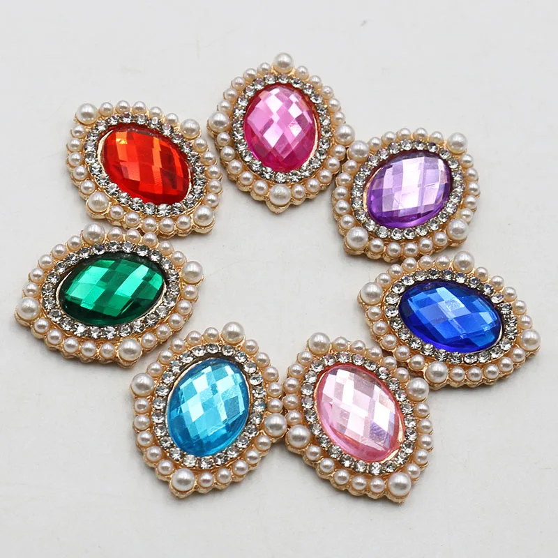 10pcs 20 * 25mm Oval Water Diamond Pearl Alloy Hair Ornament Love Hole Shoes DIY Phone Case Beauty Stick Diamond Material