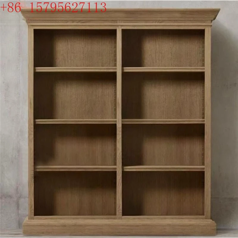 

Американский деревенский книжный шкаф из массива дерева, европейский ретро-шкаф для хранения и демонстрации книг в старинном стиле.