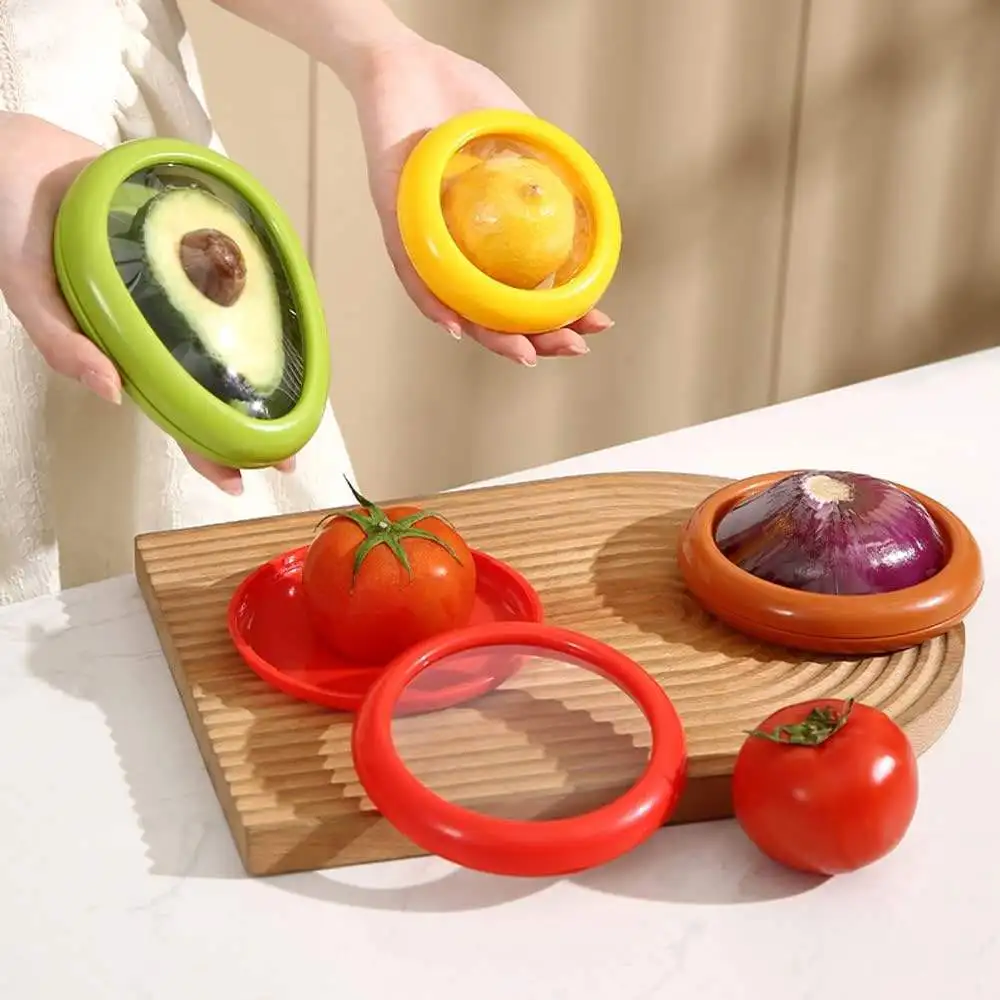 Creative Fruit Saver Silicone Film Sealed Food Box Lemon Avocado Fresh-Keeping Storage Box Reusable Boxes for Fruit Vegetable