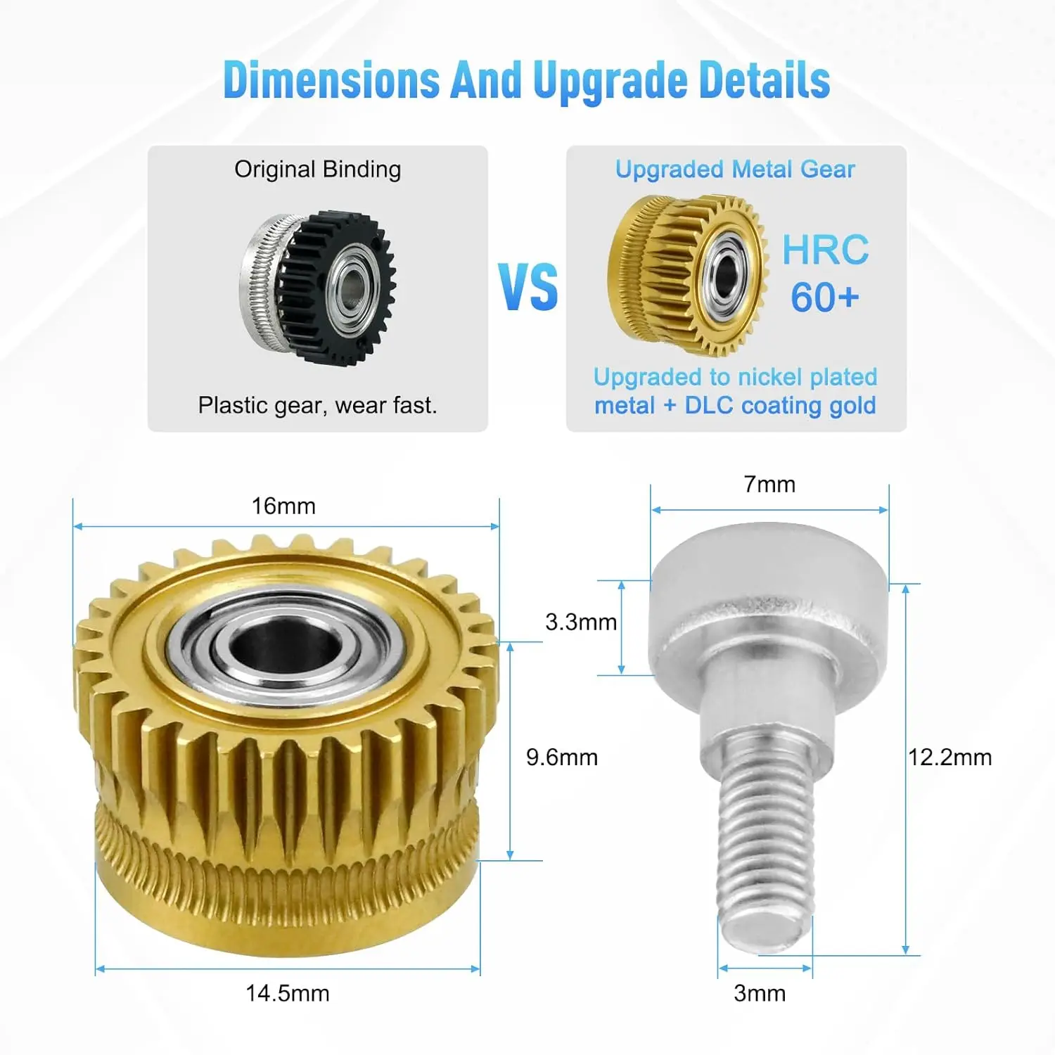  Für Creality K1C Upgrade Extruder-Zahnräder, 2 Stück Motor K1 Max Extruder-Zahnräder-Set, vernickelter gehärteter Stahl für K1/K1 Max-Zahnräder – Detail 3