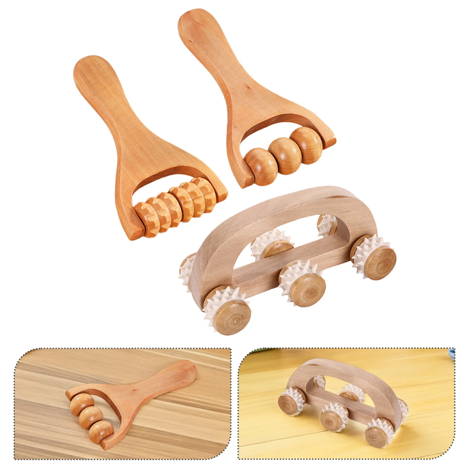 

3Pcs Handheld Wooden Massage Roller for Joint Flexibility Muscle Relief Durable Portable Use Anywhere Massage Roller