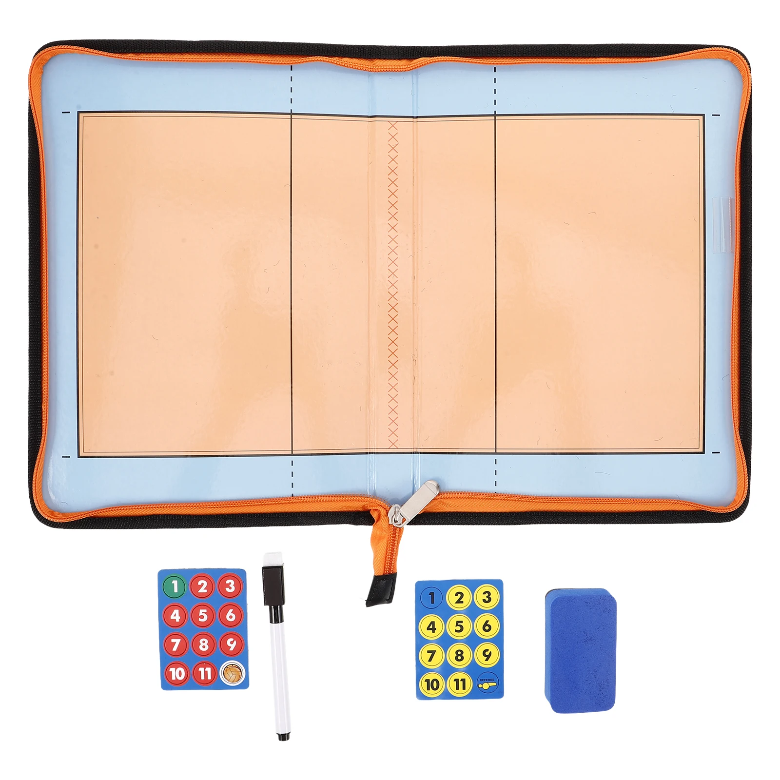 

1Set Volleyball Coaching Board Folding Bright Color Dry Erase Clipboard Magnetic Markers Zipper PU Case Portable