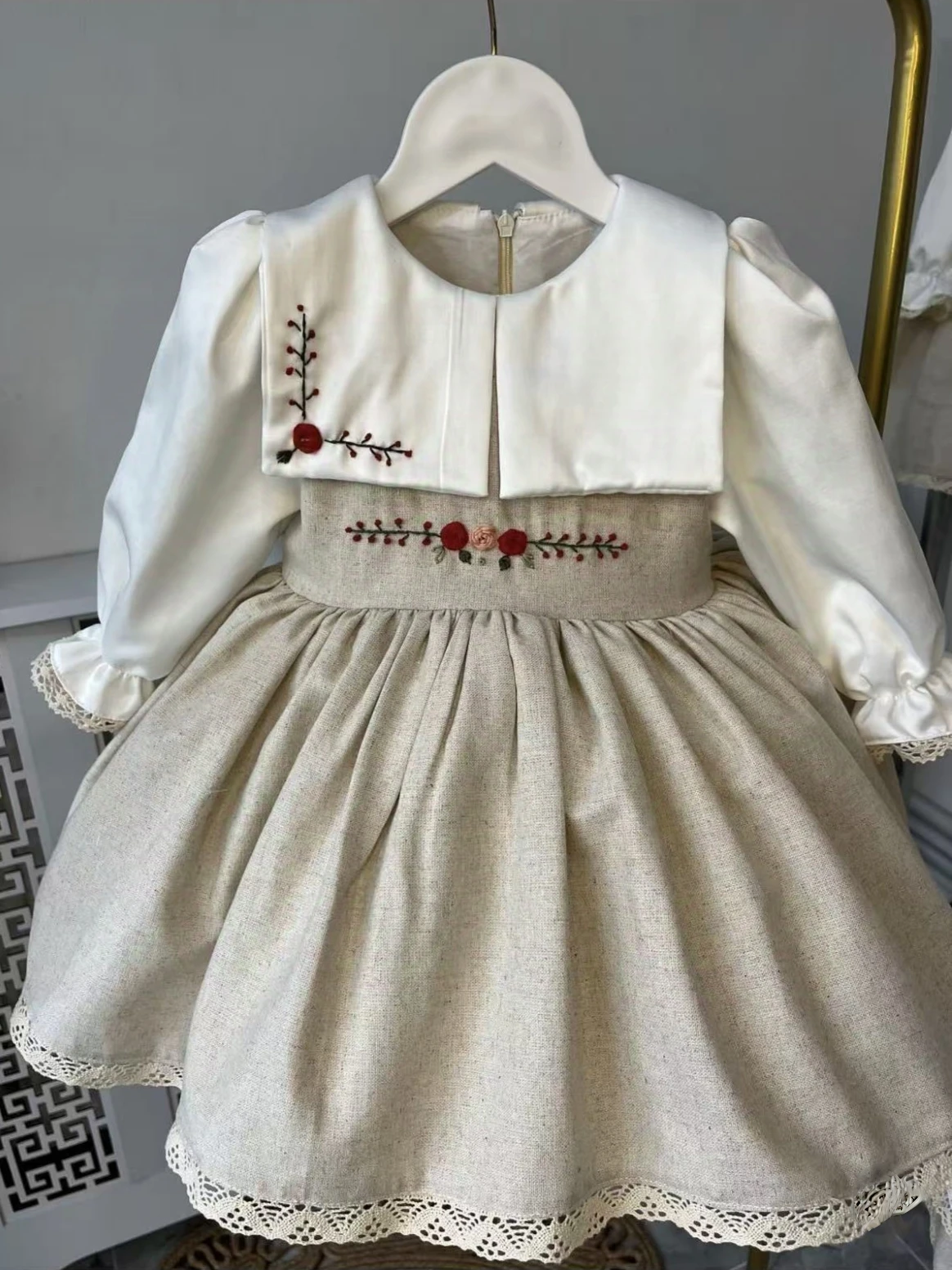 

0-12Y Baby Girl Autumn Linen Handmade Embroidery Vintage Princess Dress for Birthday Photography Holiday Eid C224