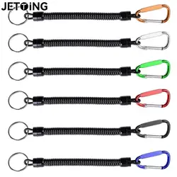 1pc Fishing Lanyard Boating Fishing Rope Retractable Coiled Tether with Carabiner for Pliers Lip Grips Fishing Tools Accessories