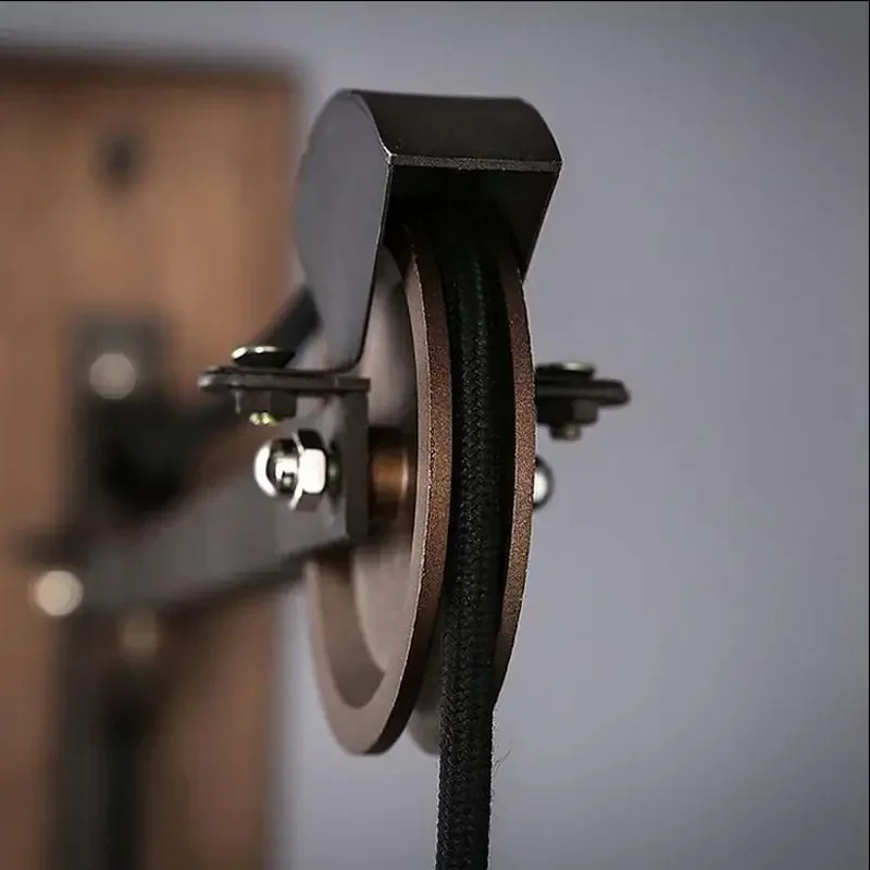 

American Vintage Iron Cover Iron Pulley Lamps French Loft Style Dining Room Wall Lamp AC90-265V