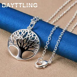 New 925 Sterling Silver 16-30 Inches Fine Round Tree of Life Necklace Women Fashion Gifts Wedding Charm Party Jewelry