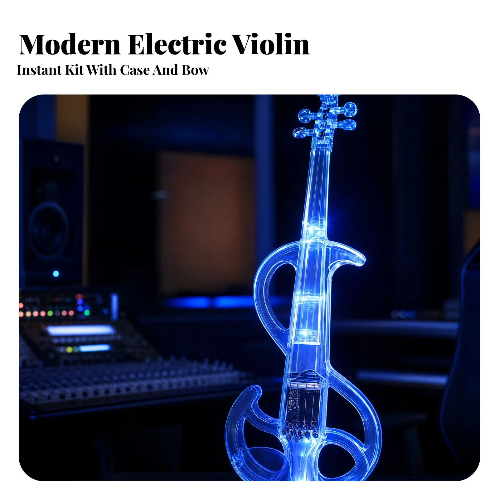Electric Violin with Bow and Case Stage-Ready Electric Fiddle String Instrument Headphone Compatible for Violinists, Practice