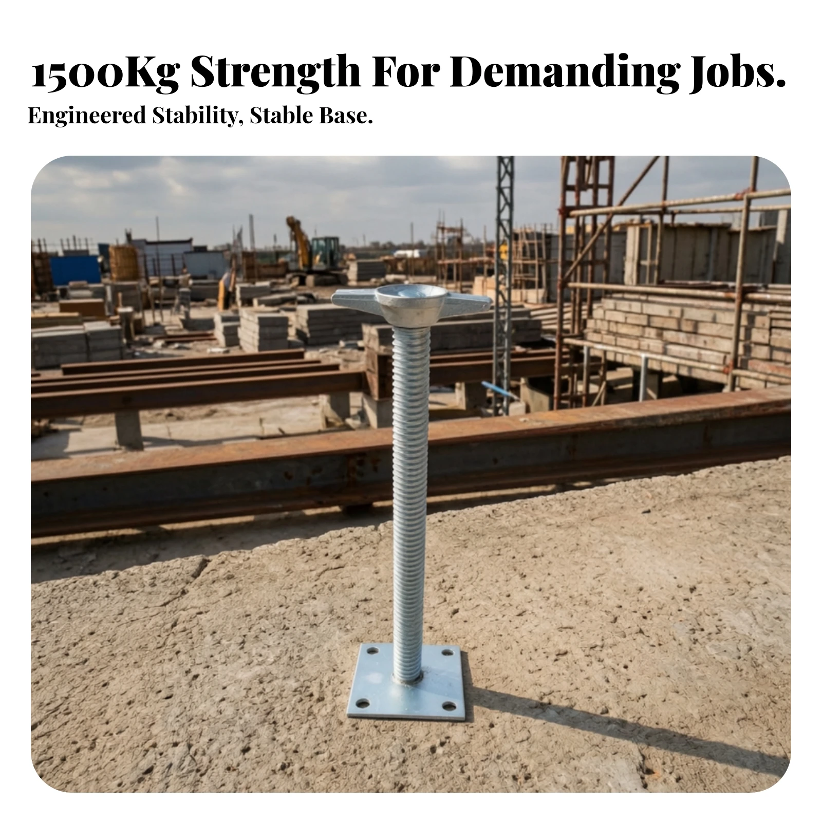 Scaffold Jack with Base Plate Adjustable Scaffold Base Plate with Screw Jack Support Post Heavy-Duty Stable for Contractors