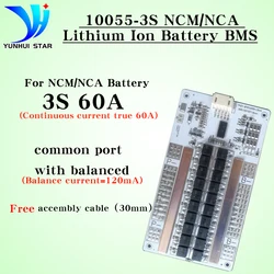 bms 3s 12v 60A li-ion lithium battery protection board with balancing current 120ma with soft switch and temperature control