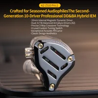 KZ ZS10 PRO 2 Monitor intrauditivo IEM, auriculares híbridos con cable 1DD + 4BA, con interruptor de sintonización de 4 niveles, auriculares para juegos cruzados de 3 vías, Cable IEM