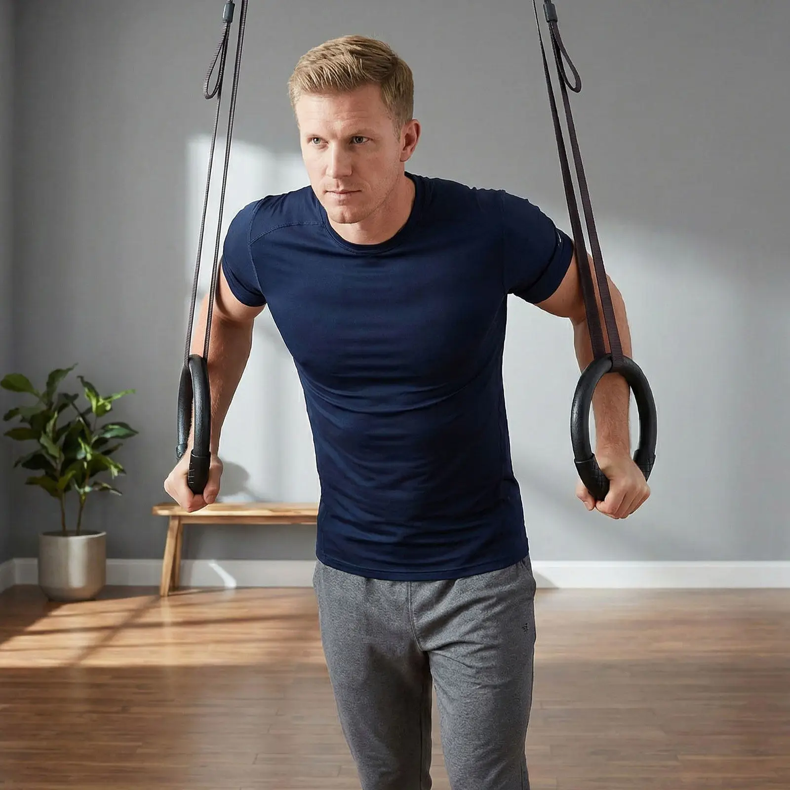 1Pair Heavy Duty Workout Rings Exercise Rings for Home Gym Strength Training Flexibility Improvement Fatigue Relief Posture