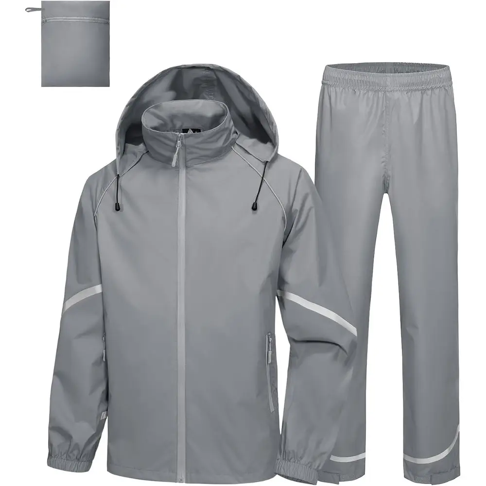 

Men's Lightweight Hooded Waterproof Rain Suit for Outdoor Activities