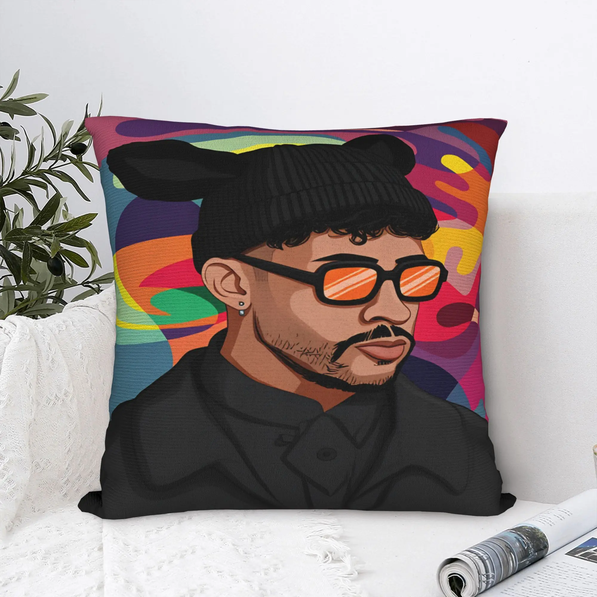 The Only Thing More Powerful Than Hate Is Love Bads Bunnys  Pillow Case Pillow Cover Living Room Bed Chair Retro Cushion Cover