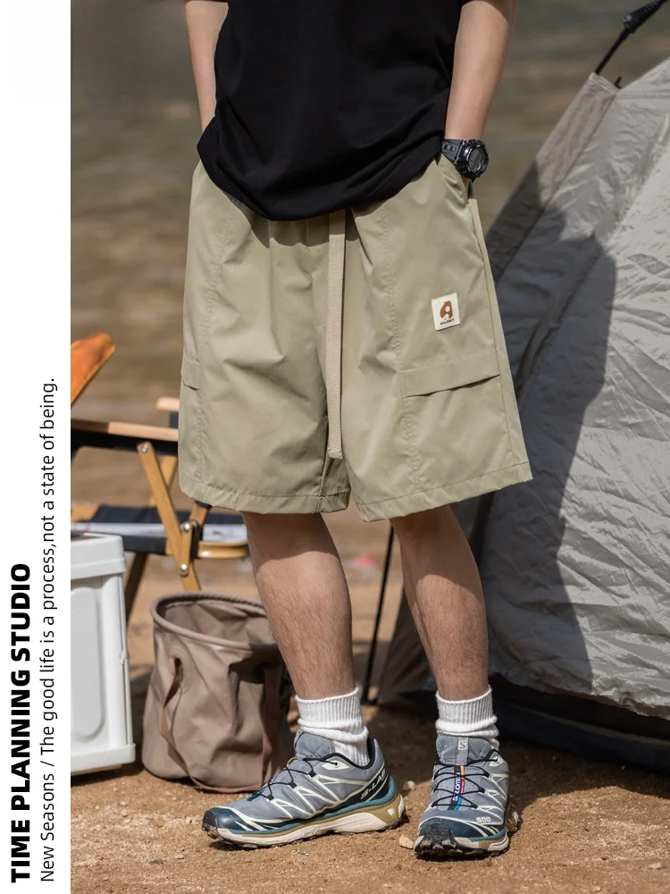 

Американский ретро синий пояс orts, мужские летние уличные тонкие прямые свободные рабочие брюки, повседневные брюки пять четвертей, крутые брюки