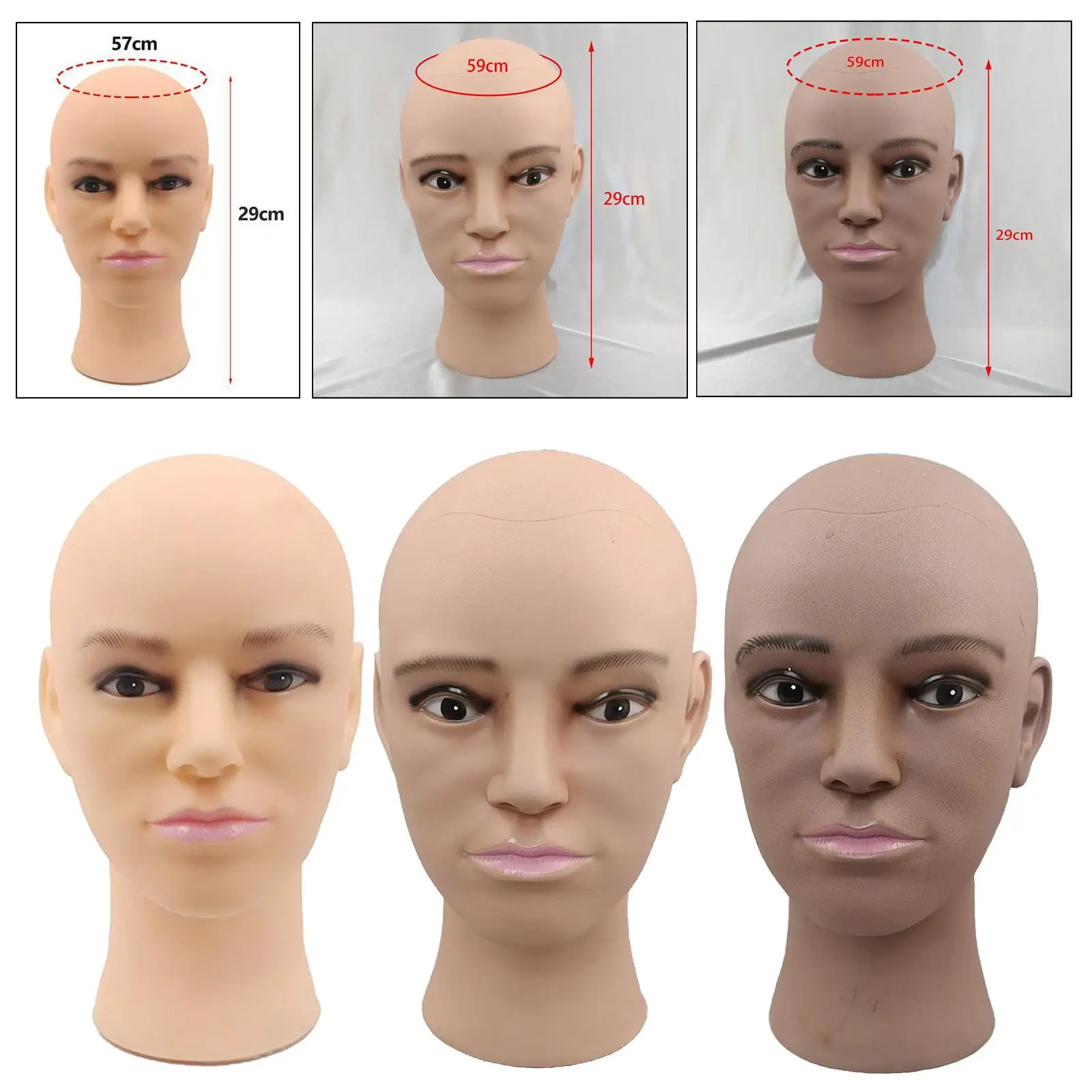 Bald Male Head Cosmetology Manikin Model Doll Head for Wig Making,Display Wigs,eyeglasses