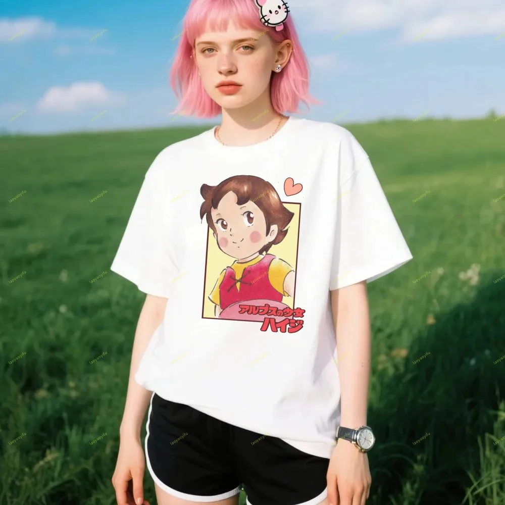 Heidi The Girl From The Alps Classic Pattern Summer Unisex Streetwear Tees T Shirt  Anime Tshirts Women Tops Street Fashion