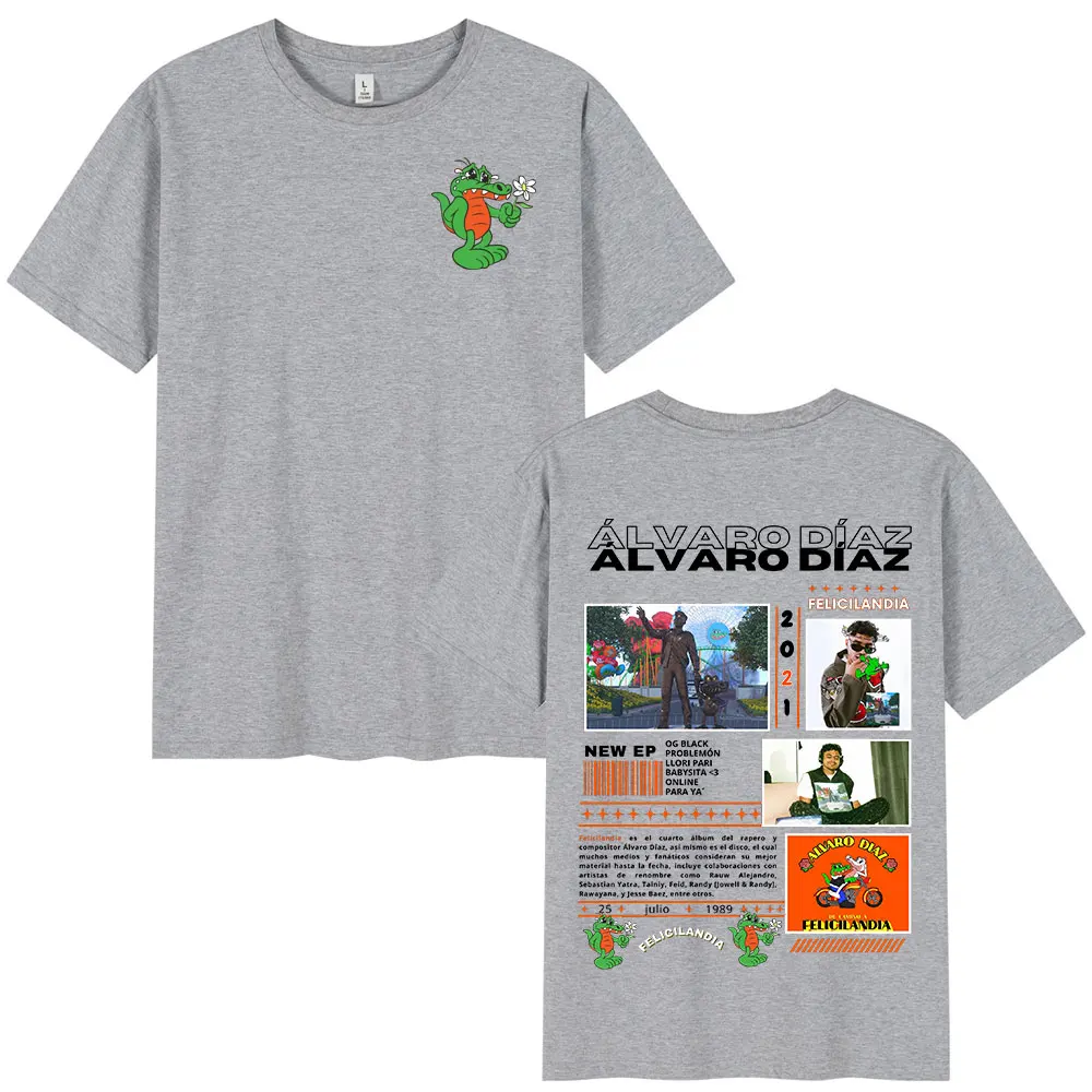 Rapper Alvaro Diaz Felicilandia Album Graphic T Shirts Men Hip Hop Fashion Oversized Short Sleeve T-shirt Casual Cotton T-shirts