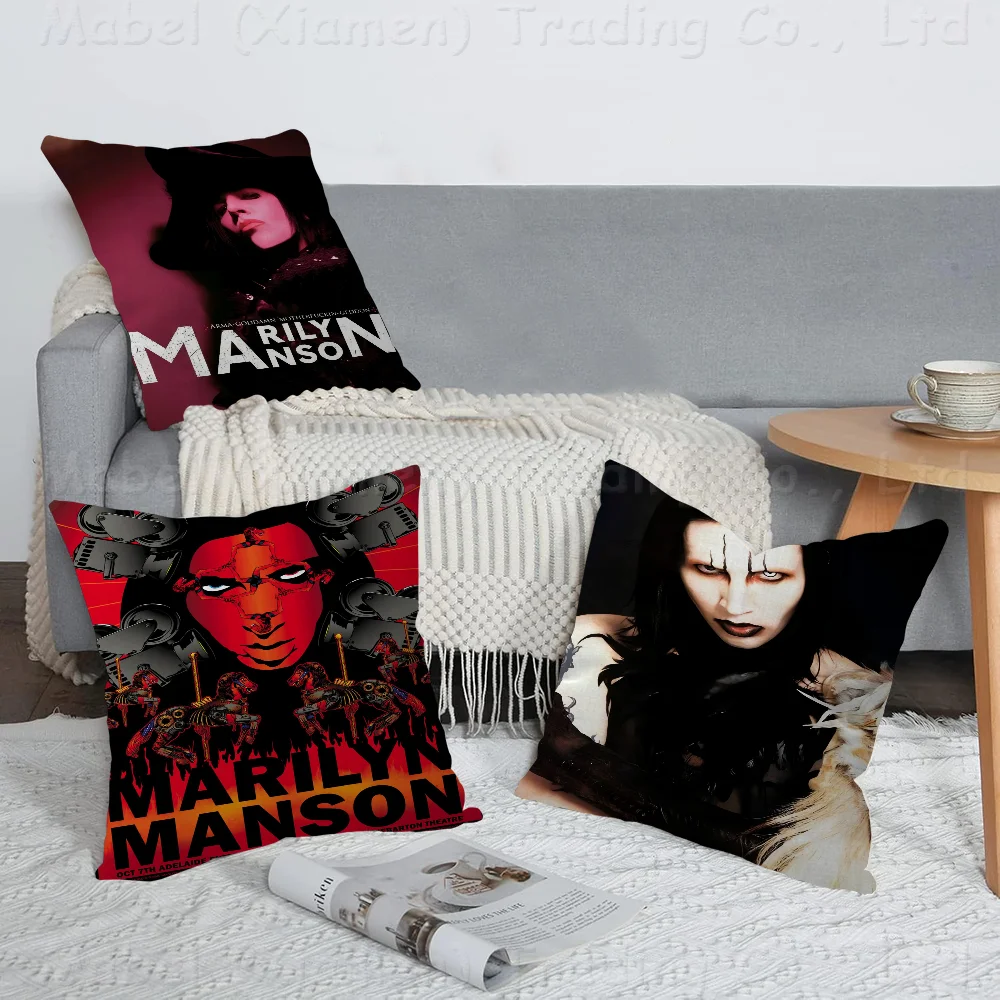 

Singer Marilyn Manson Pillow Gifts Home Office Furnishings Bedroom Sofa Car Cushion Cover Case 45x45cm