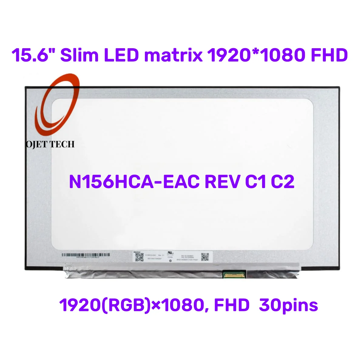 15.6 "mince LED matrice N156HCA-EAC REV C1 C2 écran lcd d'ordinateur portable panneau affichage 1920*1080 FHD IPS FRU 5D10X08065