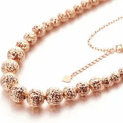 585 purple gold plated 14K rose gold sparkling beads necklace for women luxury fashion exquisite collarbone chain jewelry