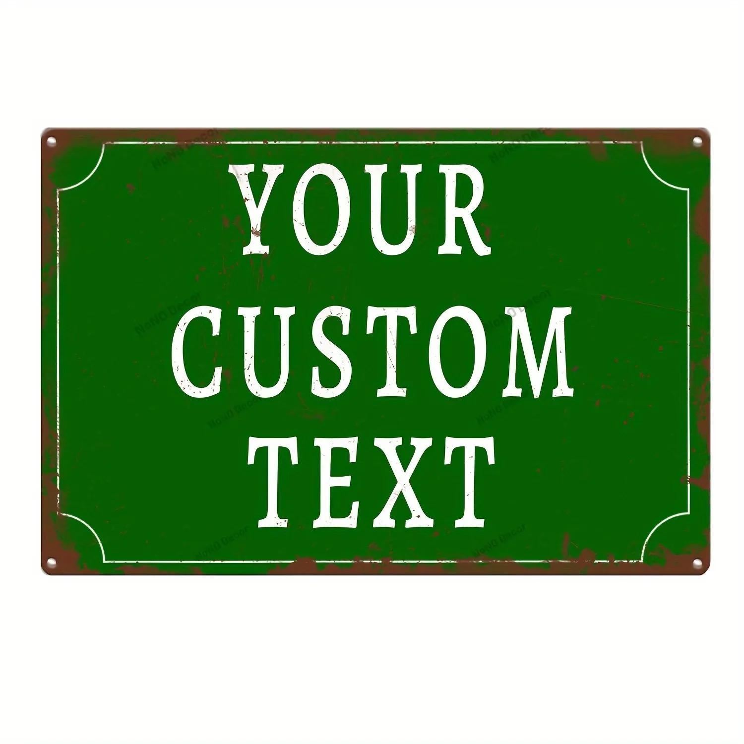 CIFbuy Customizable Antique Worn Green Iron Wall Sign 8x12Inch 2D Flat Personalized Text Yard Home Indoor Outdoor Wall Decor