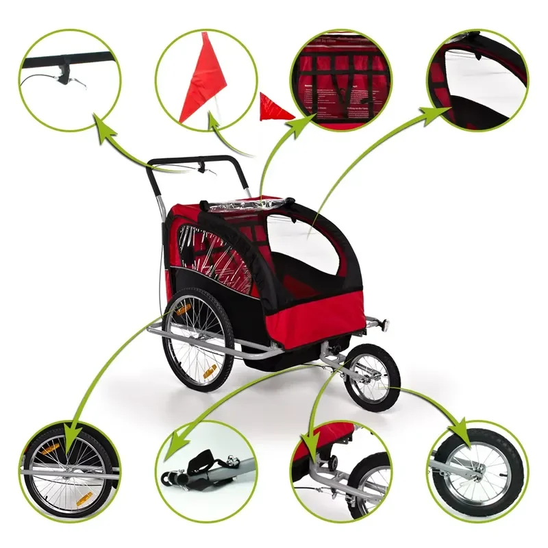 Folding Bicycle Trailer, Kids & Pet Bike Carrier for Baby Outdoor Travel