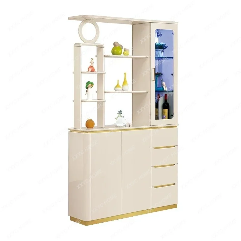 

Living Room Entrance Screen Partition Double-Sided Shoe Cabinet and Wine Cabinet Integrated Light Luxury Style