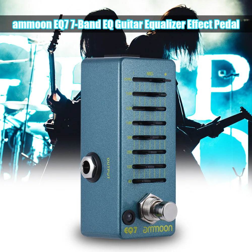 ammoon EQ7 Mini Guitar Equalizer Effect Pedal 7-Band EQ Aluminum Alloy Body True Bypass Guitar Accessories