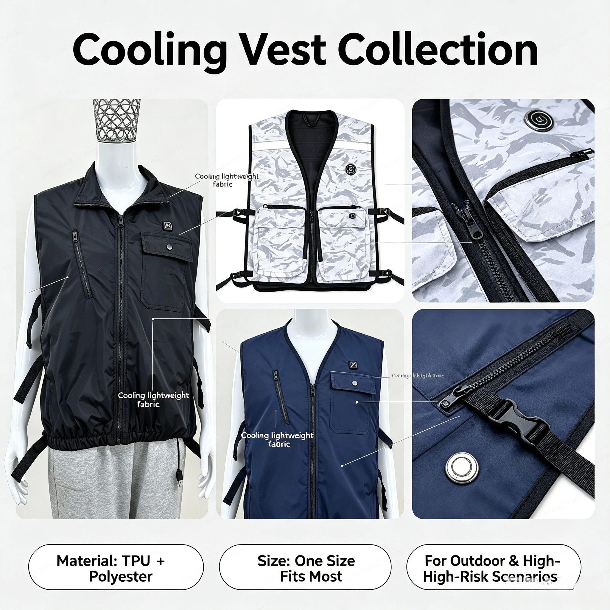 Water-cooled Circulating Cooling Vest, Outdoor Working Heat Relief Air Conditioner Vest for High Temperature Environment