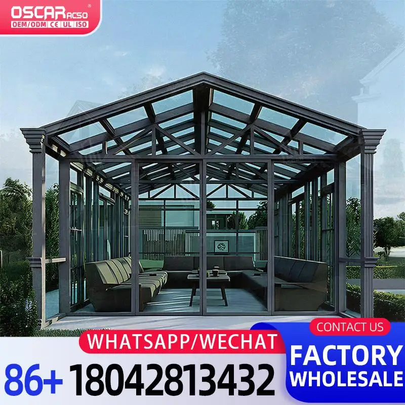 

Freestanding 4 Season Tempered Glass Sunroom Aluminum Solarium for Garden Patio and Backyard Use sunroom