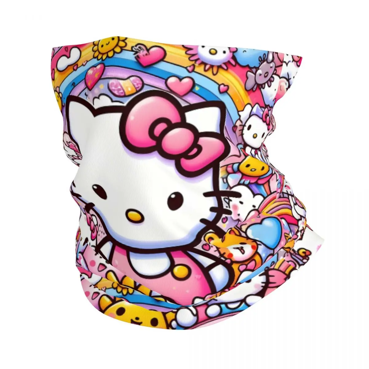 

Cartoon Hello Kitty Kawaii Bandana Winter Neck Warmer Women Windproof Wrap Face Scarf for Hiking Japan Anime Gaiter Headband