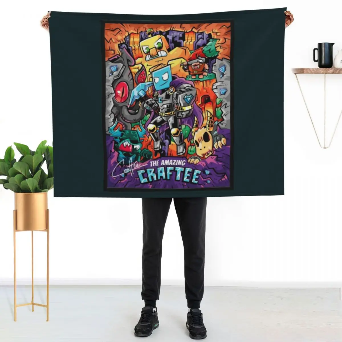 craftee gaming miner 4 139 Throw Blanket couch cozy soft plush fuzzy picnic outdoor blanket