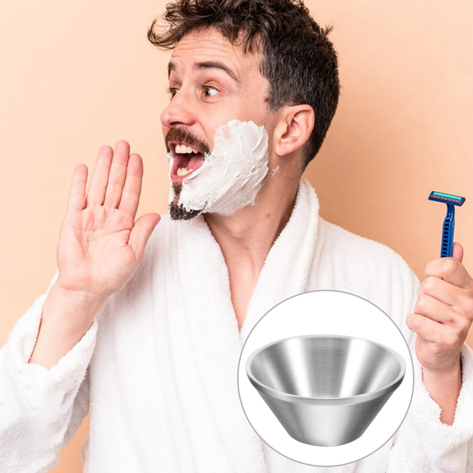 Scheerkom voor mannen Roestvrij staal Herbruikbare scheerbeker Grote capaciteit Glad oppervlak Kapper Salon Scheergereedschap Baardverzorging