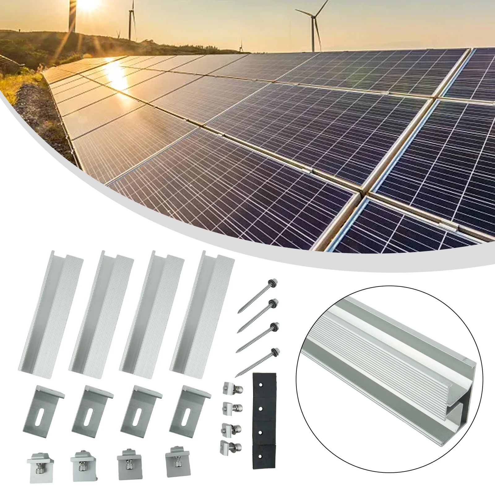 Solar Rail Alu Mounting Rail Aluminum Alloy Bracket Rail For Flat Roof Metal Roof Solar Panel Module Brand New