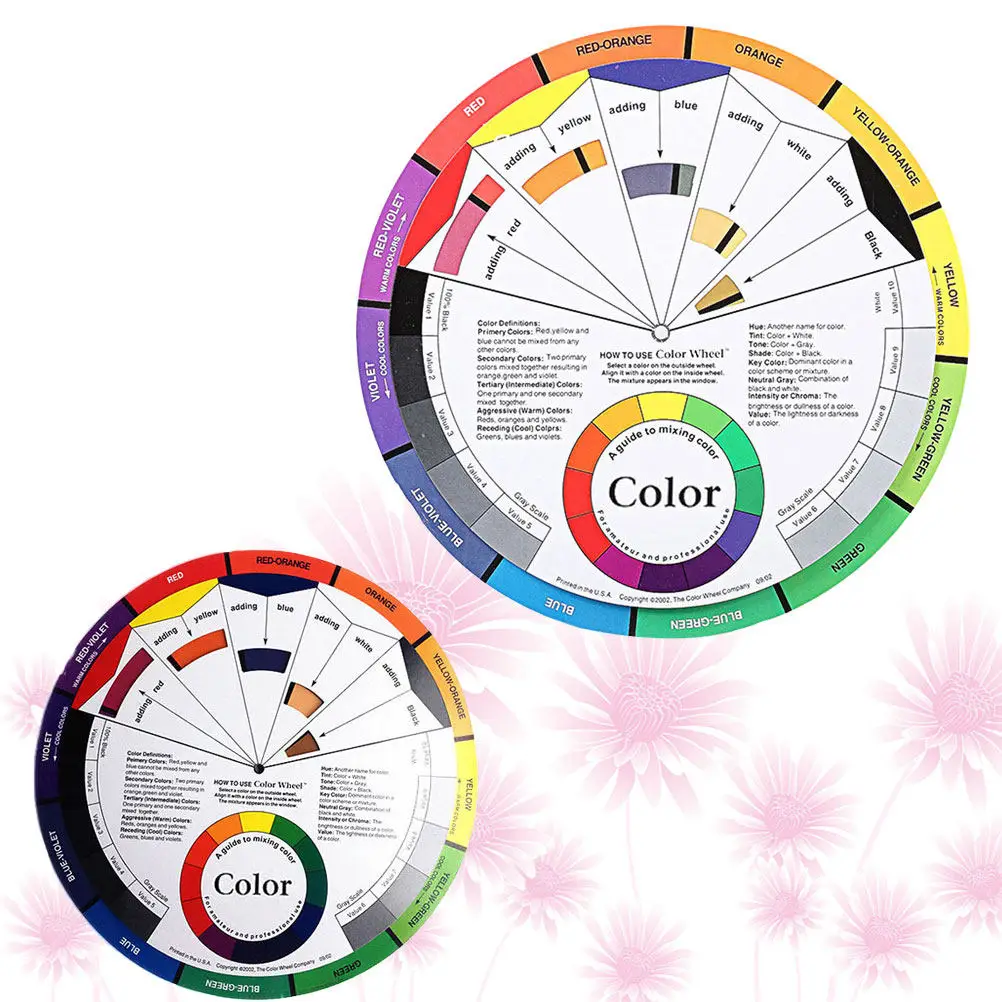 2Pcs Color Wheel Mixing Board Creative Nail Art Color Card Learning ...
