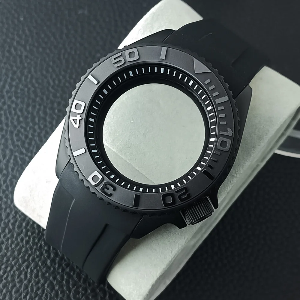 42mm High-Quality Sapphire Glass Frosted Black Silver Case Suitable for NH35 NH36 Movement, 28.5mm Dial Accessories, 22mm Strap