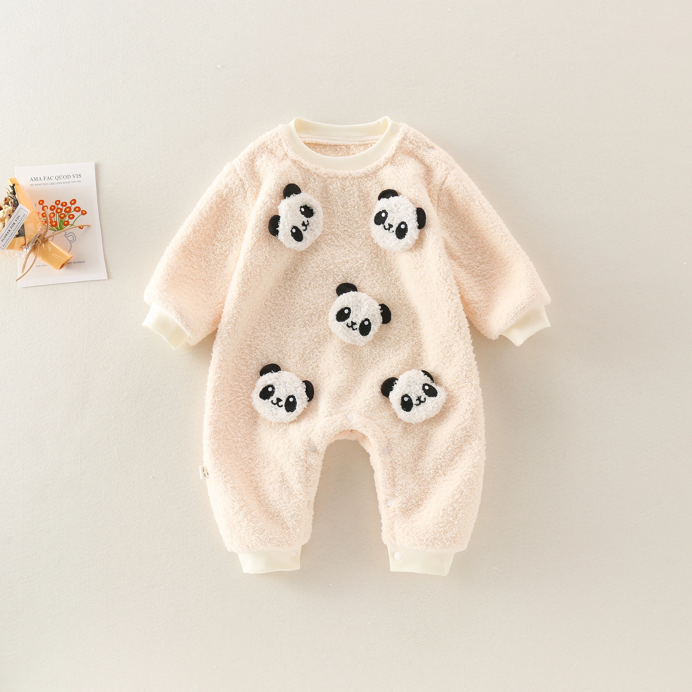 

Newborn Springtime Romper Suit Soft Fleece Material Unisex Baby Clothes for Crawling Comfortable All-in-One Baby Outfit