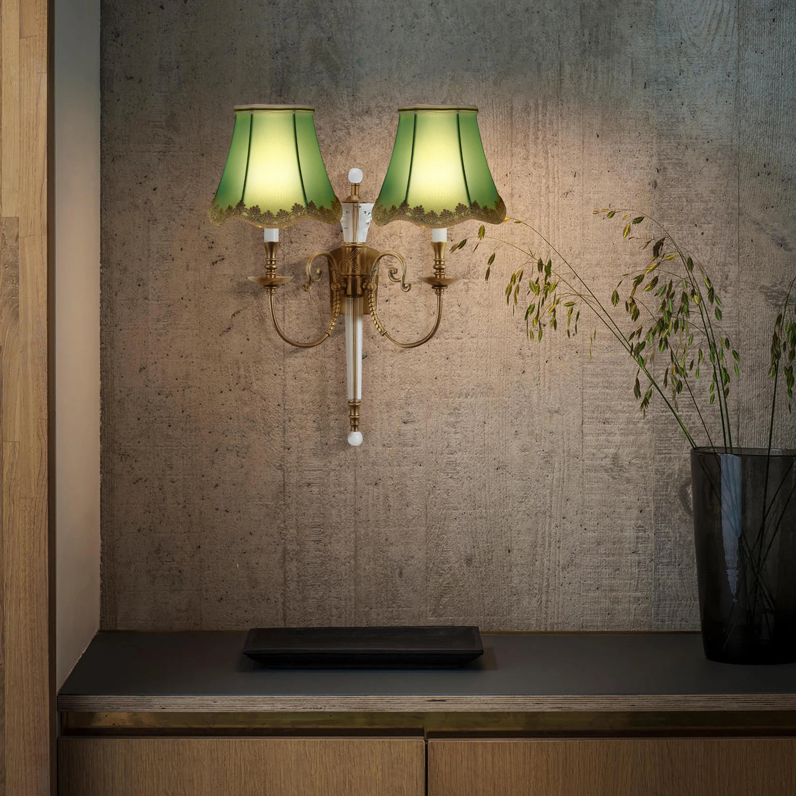 

Fabric Lampshade Light Green Medium Size Table Bedroom Living Room Chandelier Lamp Cover Shades Easy Install Fits Clip On Bulbs