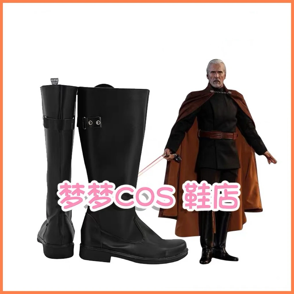 Count Cosplay Dooku Shoes Medieval Warrior Boots Halloween Carnival Roleplay