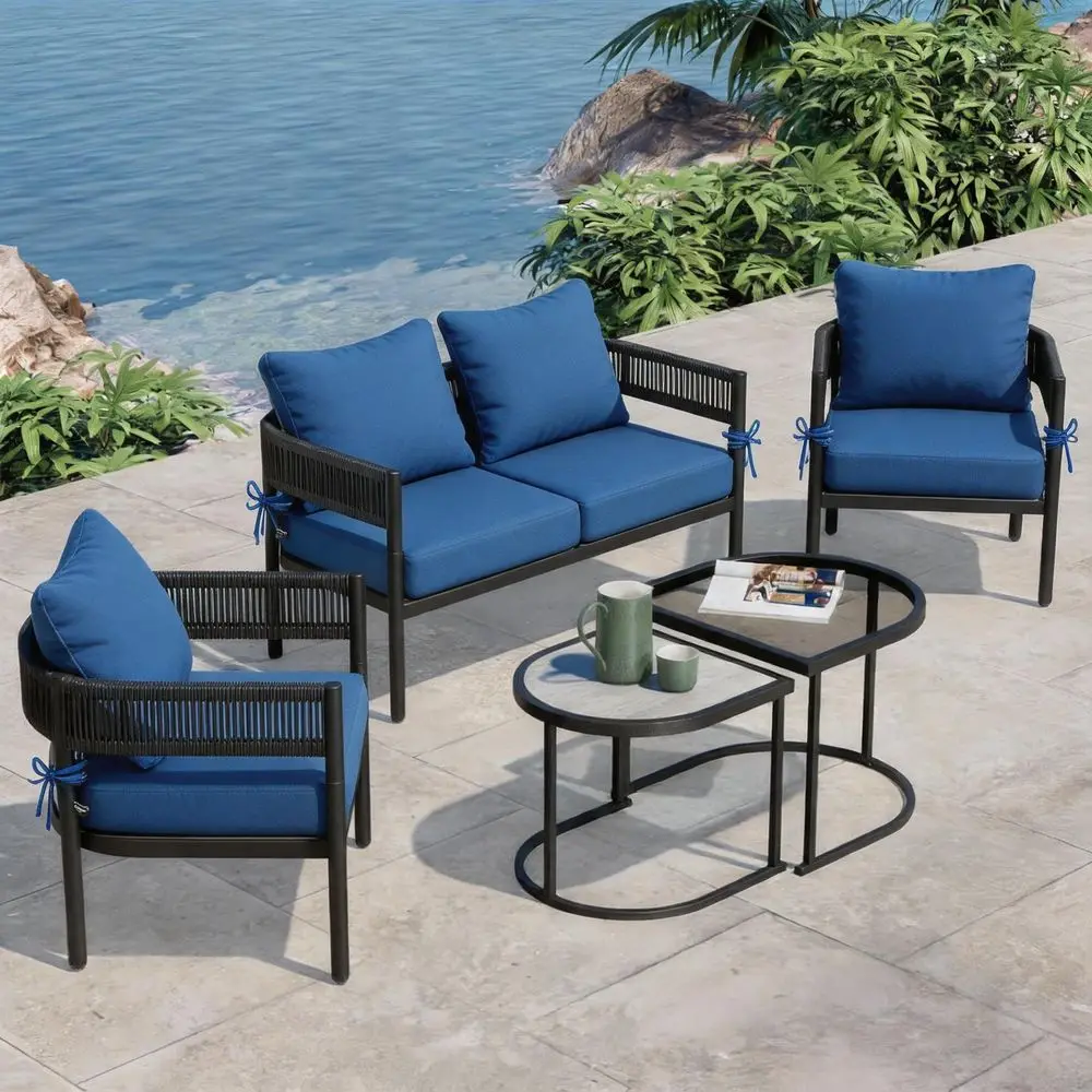 

Premium Outdoor Chair Cushion 4 Sets, 24 24 6 Thicker Waterproof Patio Olefin Furniture Cushions, 30D High Density Foam Deep Se