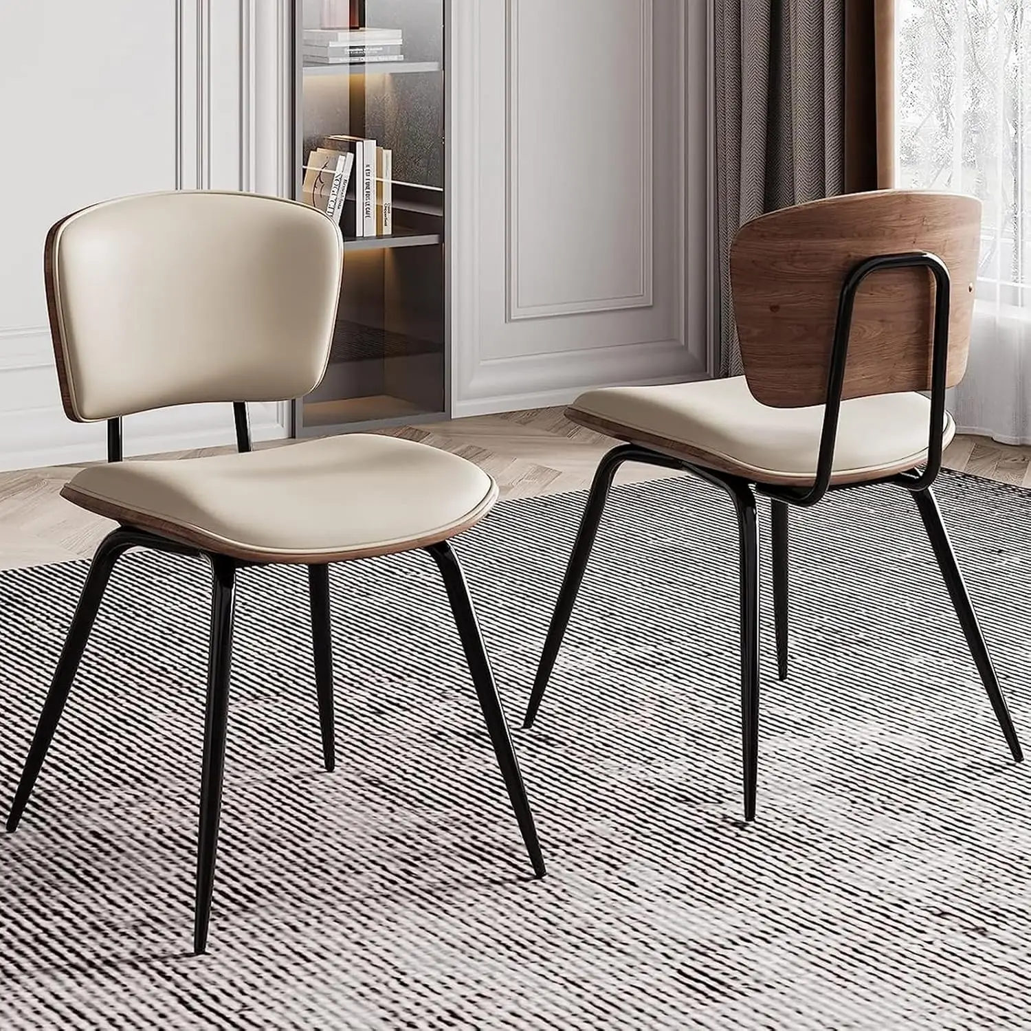 

Dining Chairs Mid Century Modern Dining Chairs for Kitchen Dining Living Room Chairs (Beige, Pack of 2)