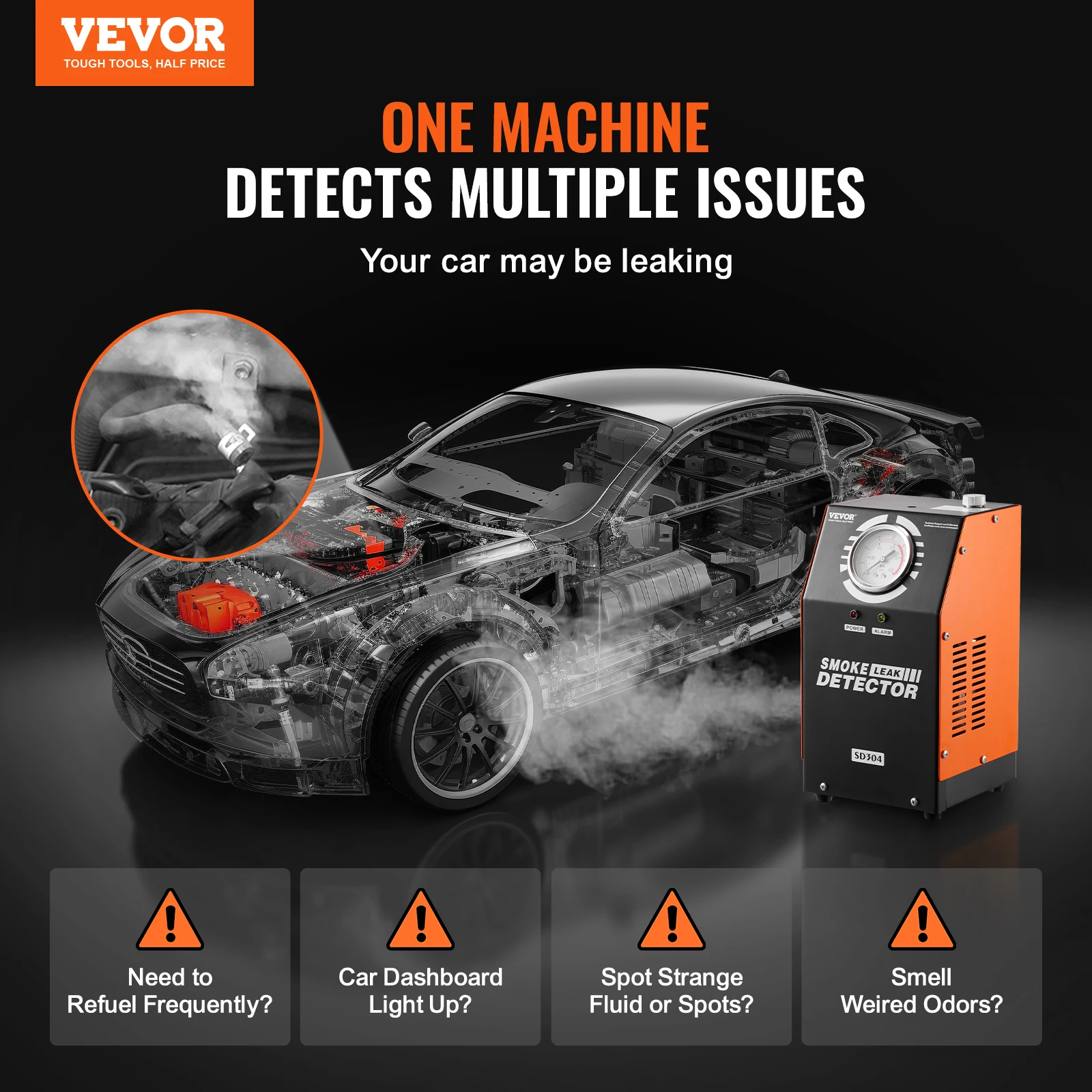 VEVOR Automotive Smoke Machine Leak Detector EVAP Smoke Machine Leak Tester 2-Mode Vacuum Diagnostic for EVAP Fuel Pipe System