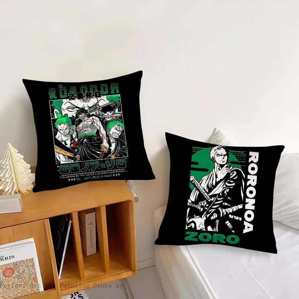 Anime O-One P-Piece Roronoa Zoro Pillow Case Fashion Square Pillowcase Bedroom Sofa Room Ins Decoration Leisure Cushion Cover