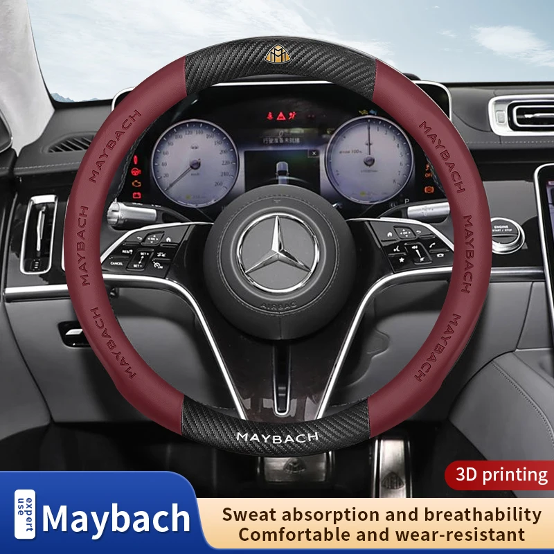 

For Maybach S Class GLS480 GLS600 W220 W221 W222 S400 S450 S480 S500 S560 S580 S650 S680 Car Carbon Fiber Steering Wheel Cover