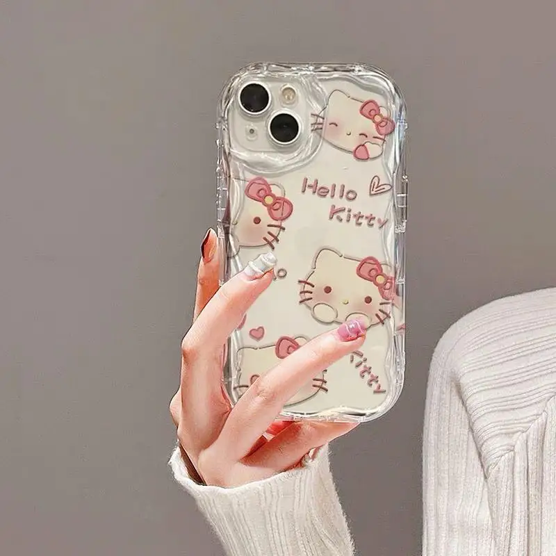 Sanrio Hello Kitty Cute Bowknot Phone Case For iPhone 16 15 14 12 13 11 Pro Max Plus 12 13 Mini X XS MAX XR Cute Clear Cover