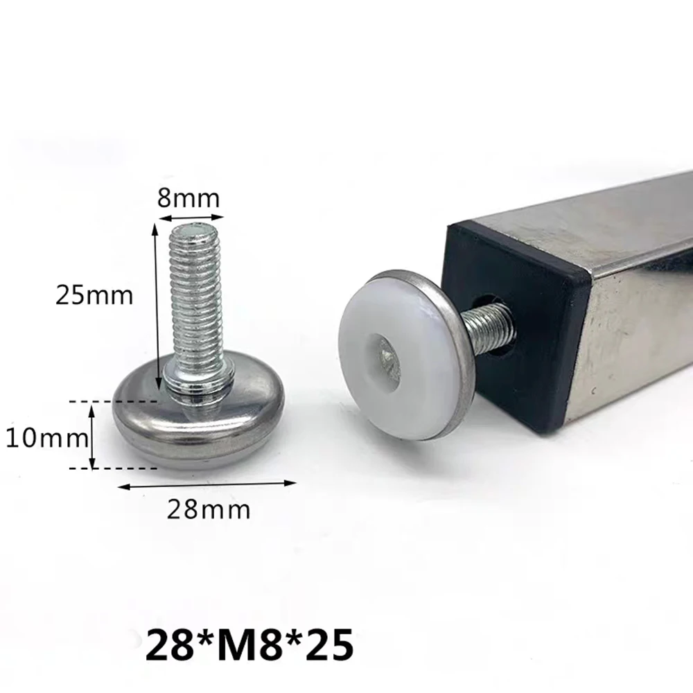 4Pcs Adjustable Furniture Feet Nylon Base Levelers And Black Plug With M8 Nuts Leveling Foot For Table Chair Sofa Legs image 5